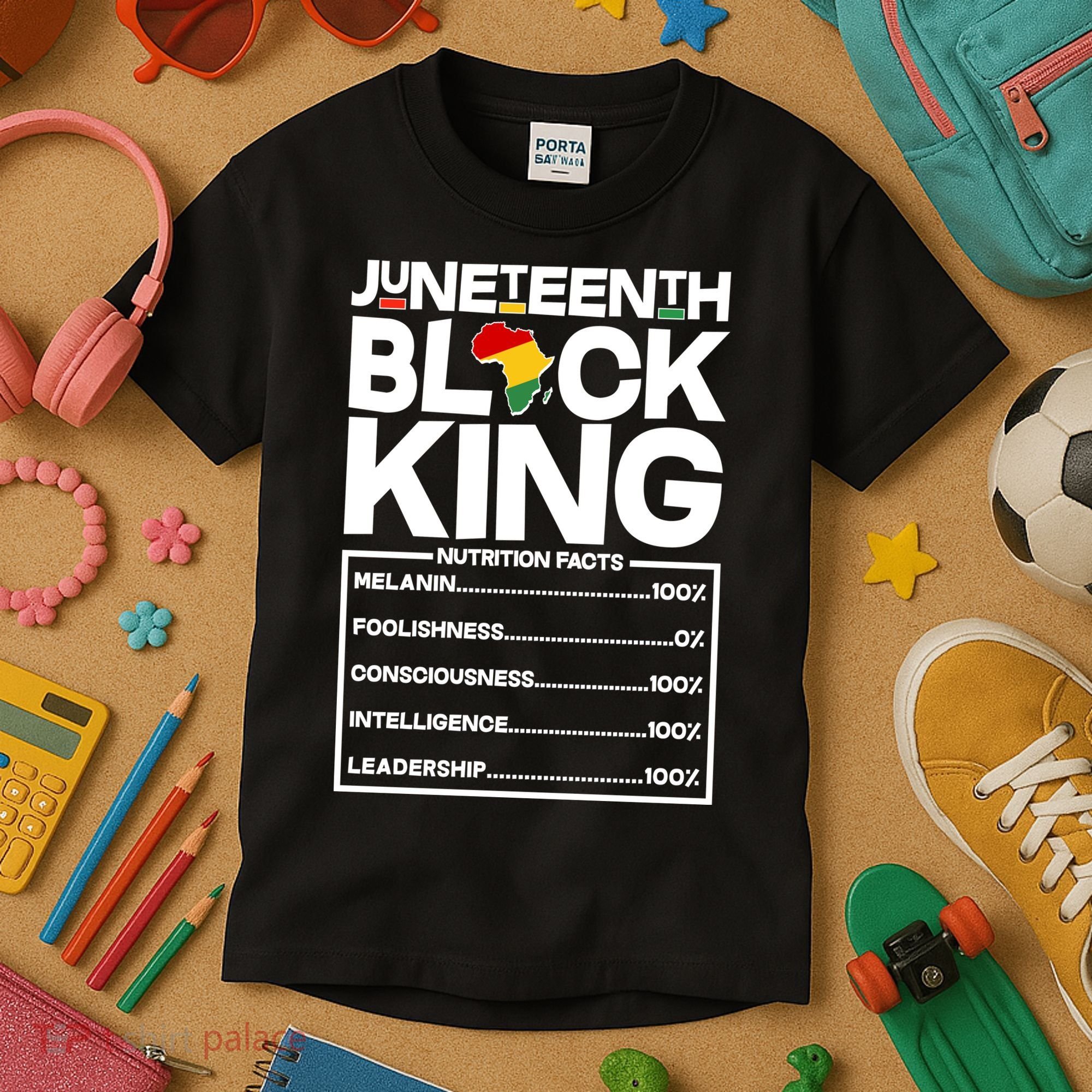 Juneteenth Black King Nutrition Facts Kids T-Shirt