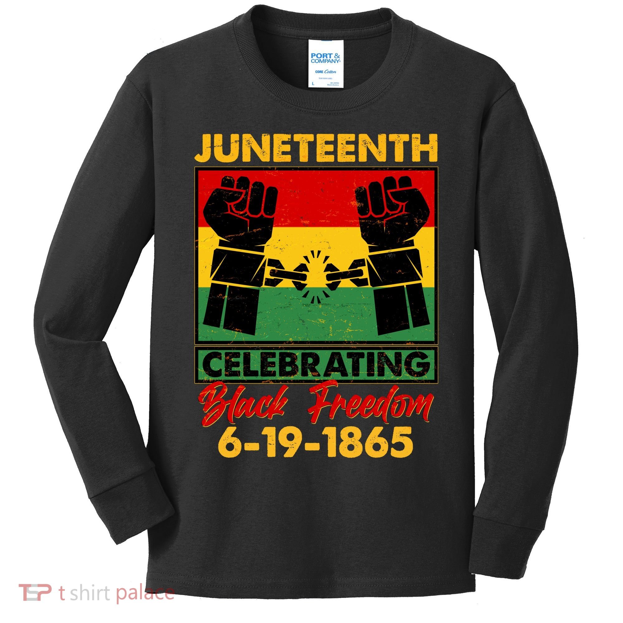Juneteenth Celebrating Black Freedom 6-19-1865 Breaking The Chains Kids Long Sleeve Shirt