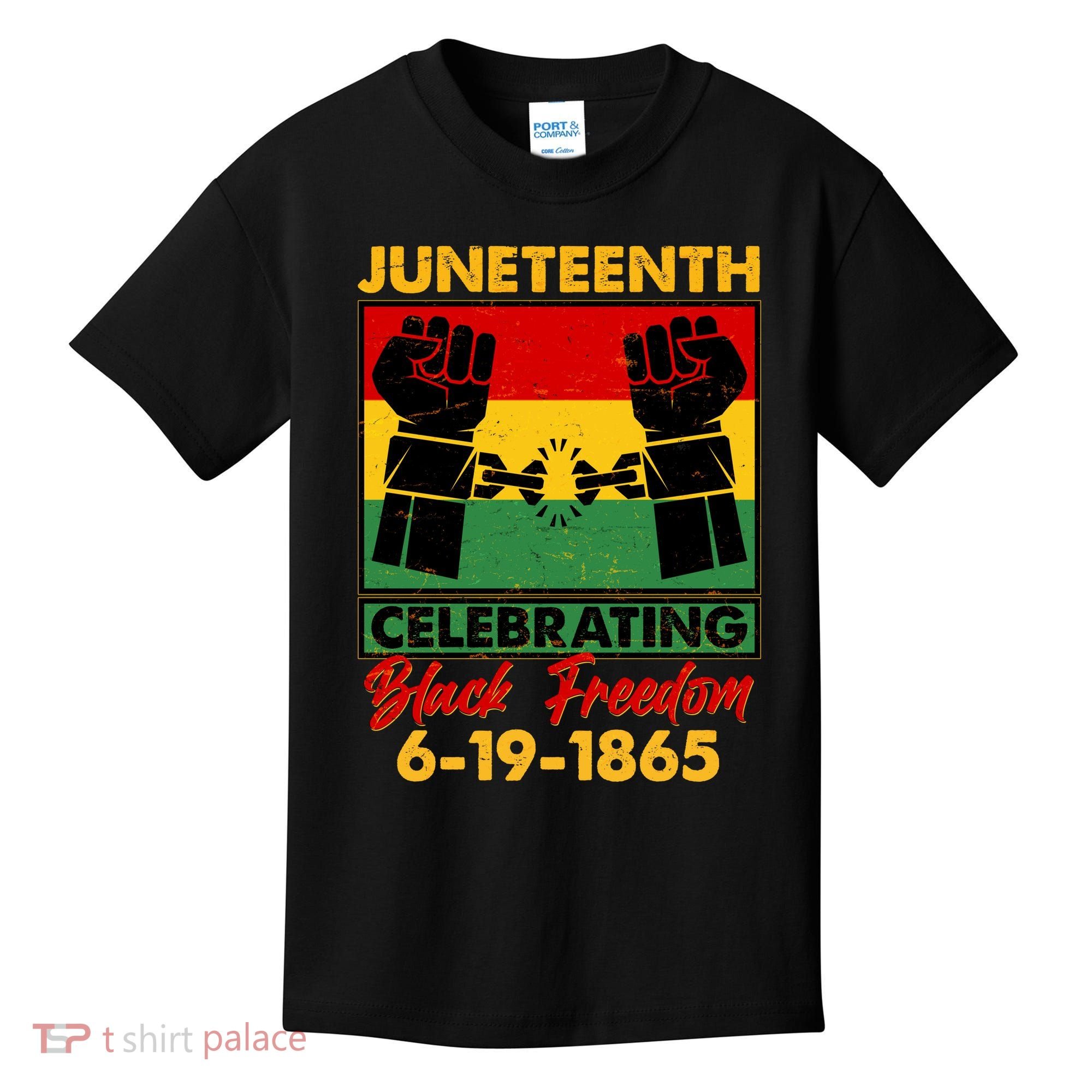 Juneteenth Celebrating Black Freedom 6-19-1865 Breaking The Chains Kids T-Shirt