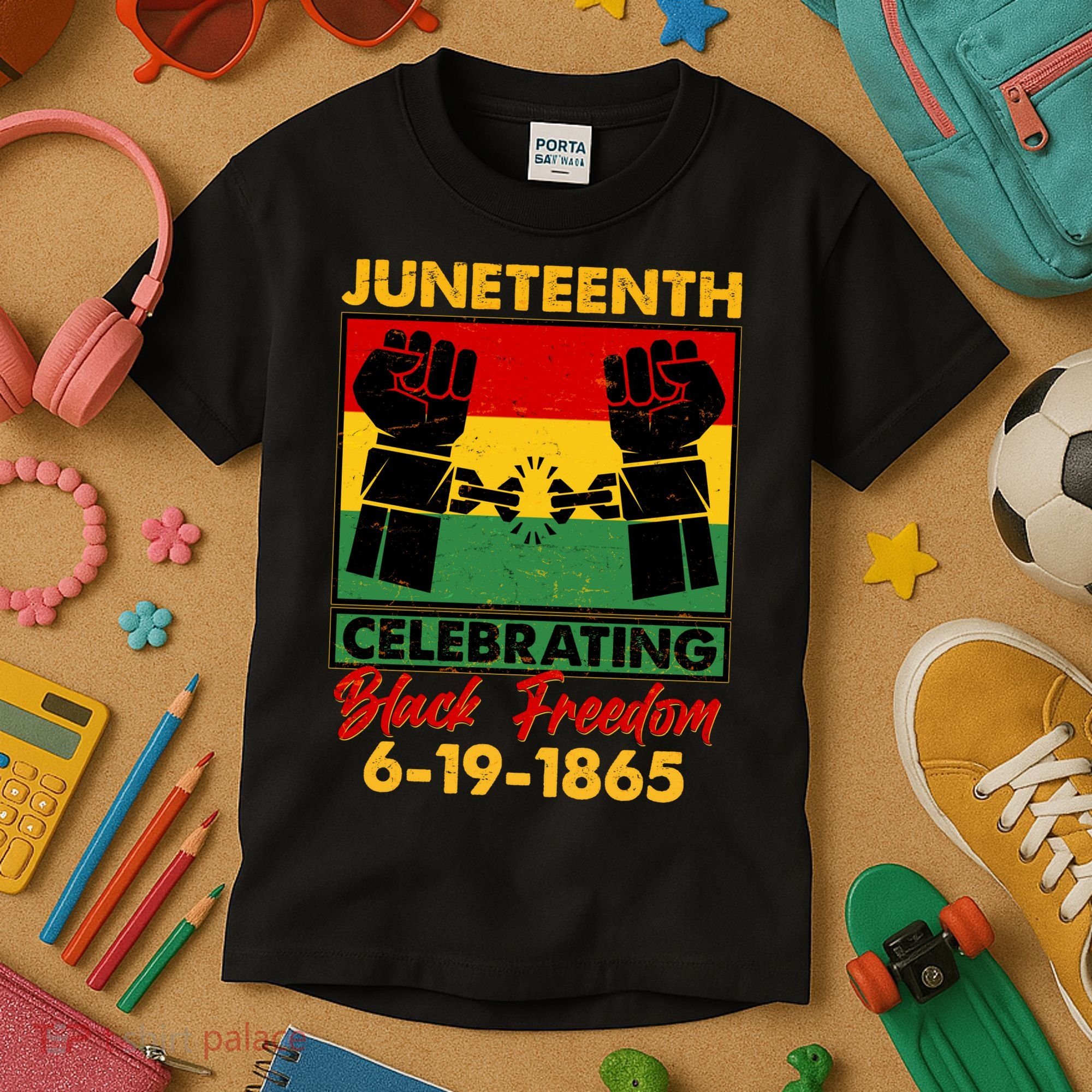 Juneteenth Celebrating Black Freedom 6-19-1865 Breaking The Chains Kids T-Shirt