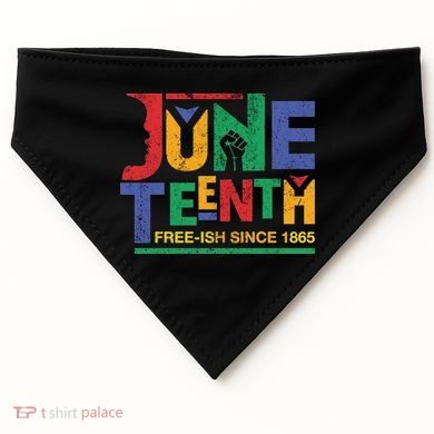 Juneteenth Free-ish Since 1865 African Color USA-Made Doggie Bandana