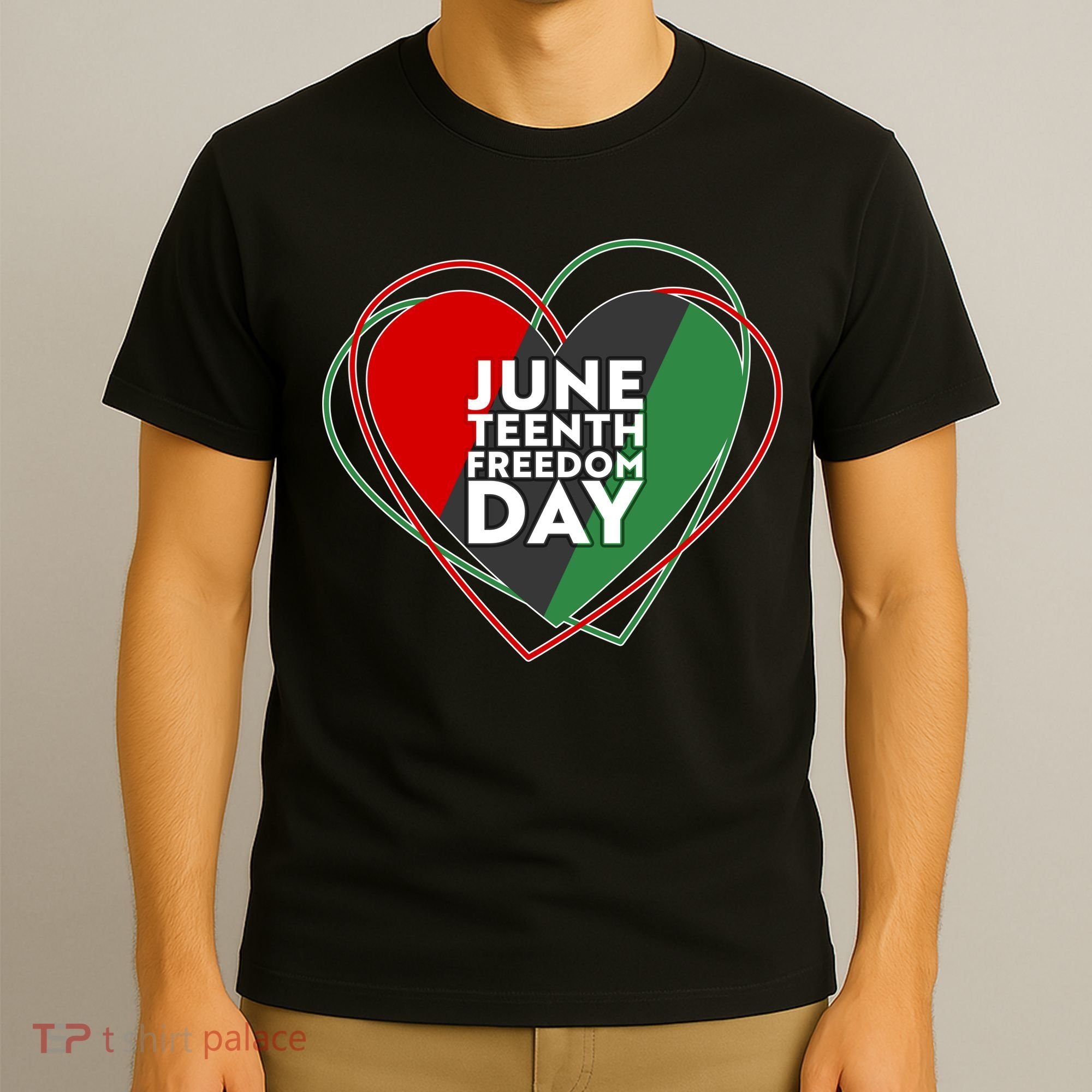 Juneteenth Freedom Day Heart Traditional Colors T-Shirt