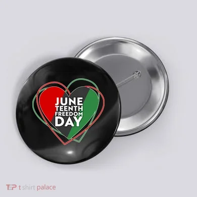 Juneteenth Freedom Day Heart Traditional Colors Button