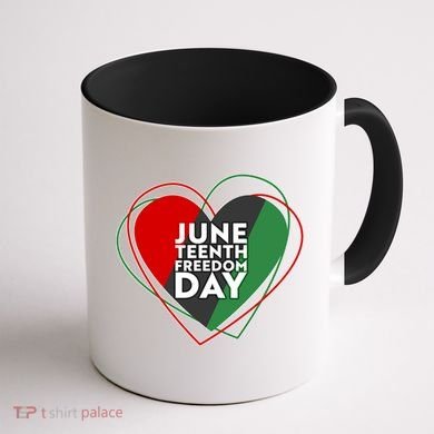 Juneteenth Freedom Day Heart Traditional Colors Coffee Mug back