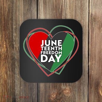 Juneteenth Freedom Day Heart Traditional Colors Coaster