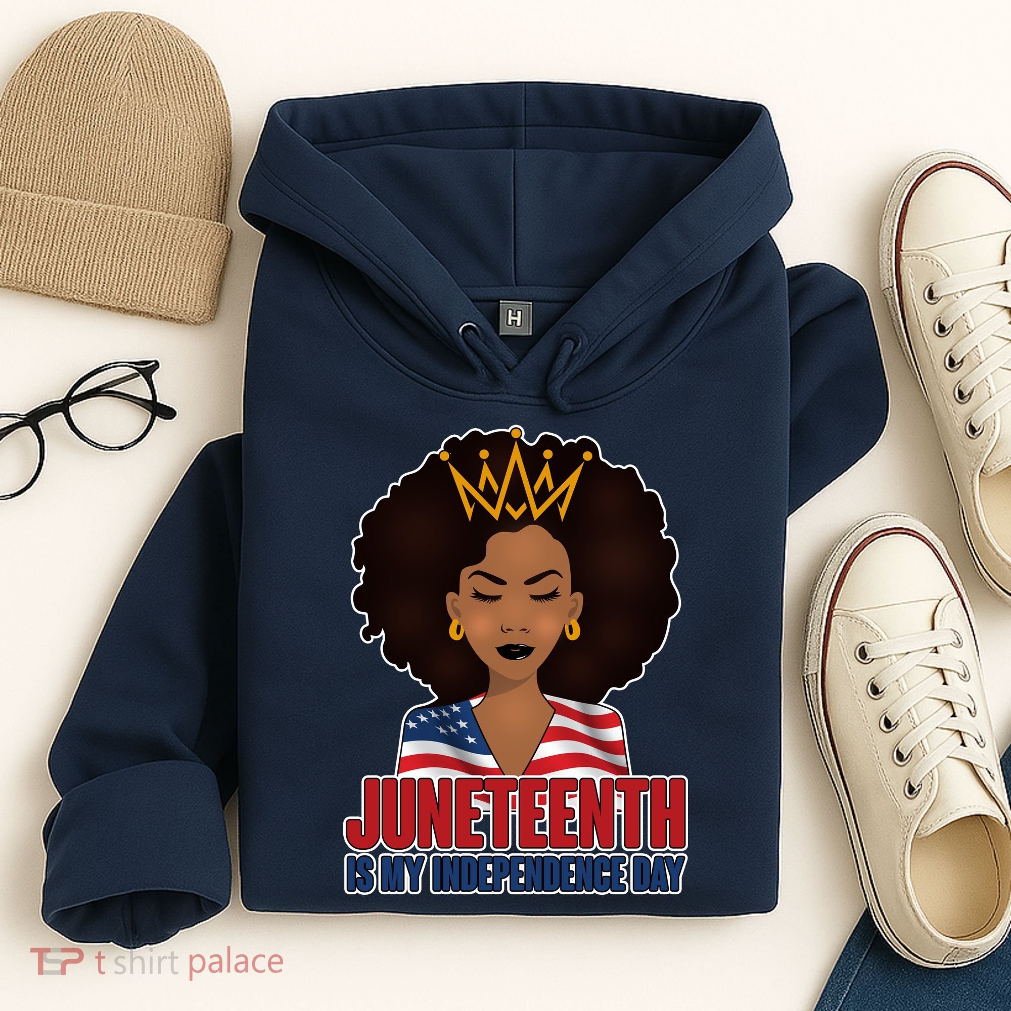 Juneteenth Is My Independence Day African American USA Flag Hoodie
