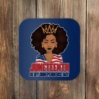 Juneteenth Is My Independence Day African American USA Flag Coaster thumb 0