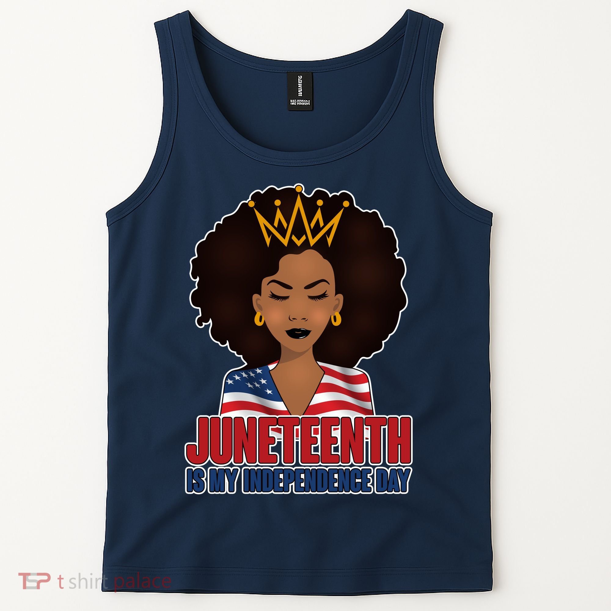 Juneteenth Is My Independence Day African American USA Flag Tank Top