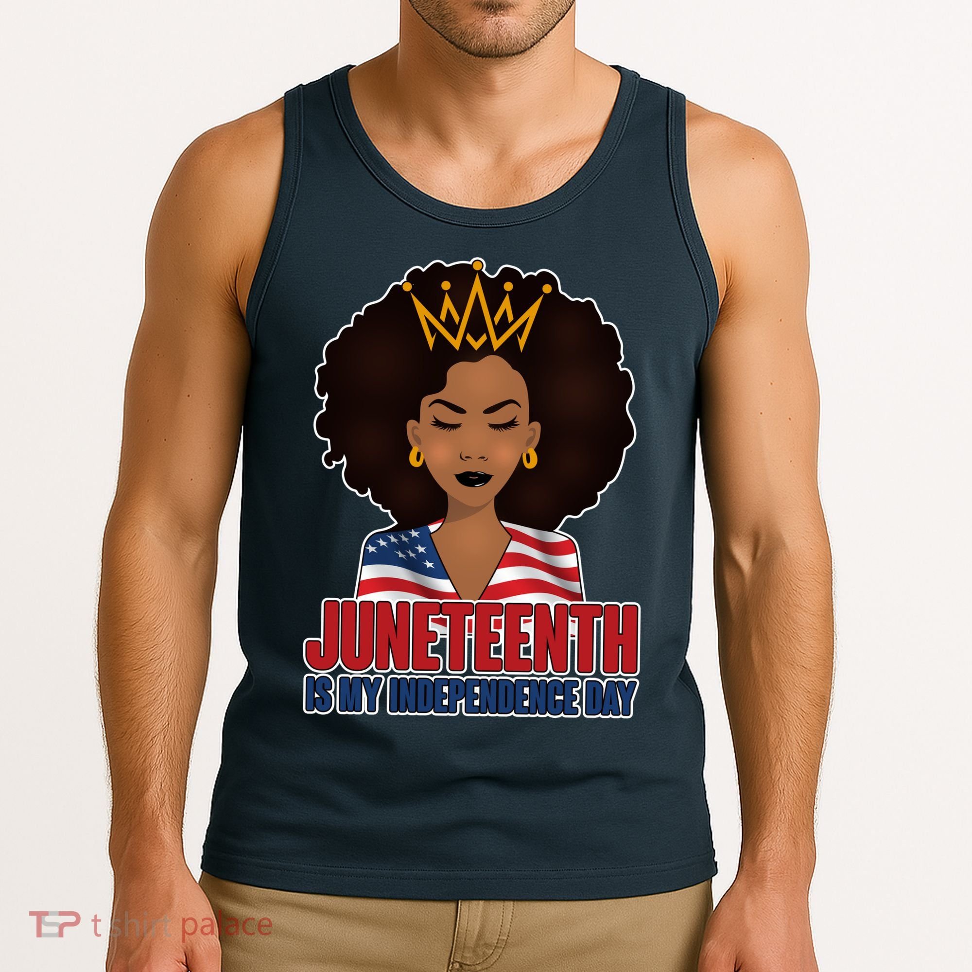 Juneteenth Is My Independence Day African American USA Flag Tank Top