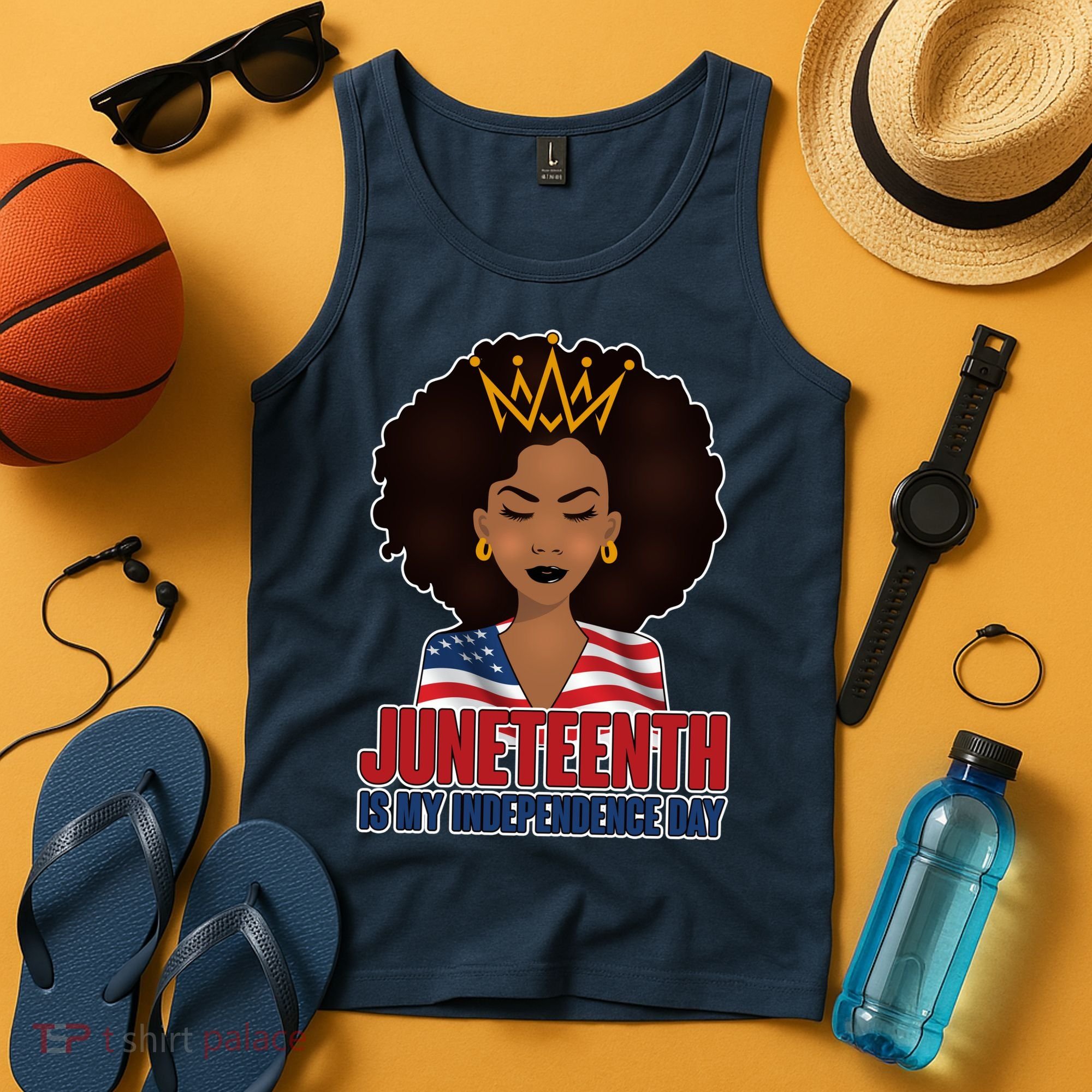 Juneteenth Is My Independence Day African American USA Flag Tank Top