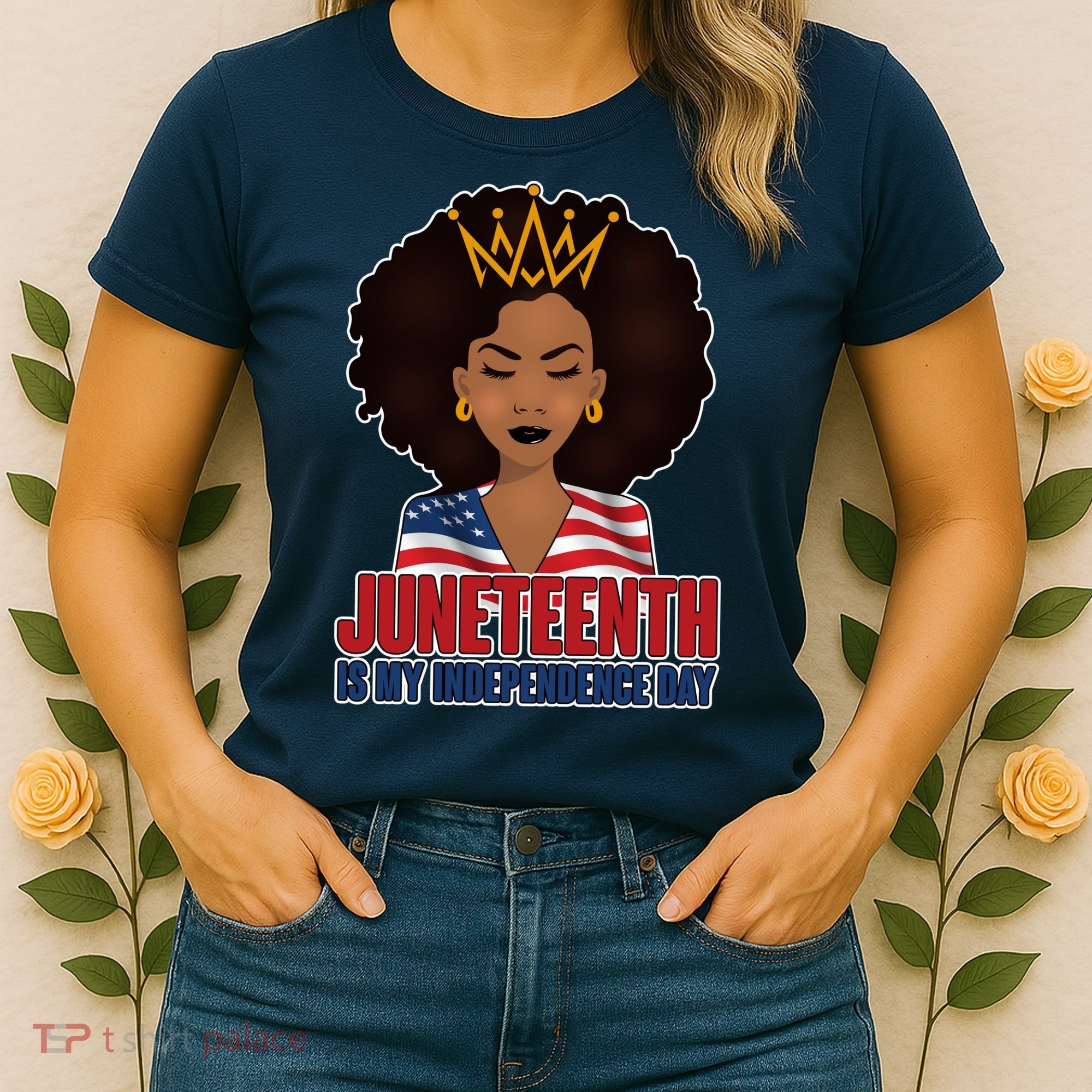 Juneteenth Is My Independence Day African American USA Flag Women's T-Shirt