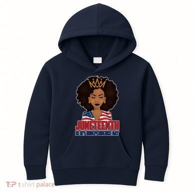 Juneteenth Is My Independence Day African American USA Flag Kids Hoodie
