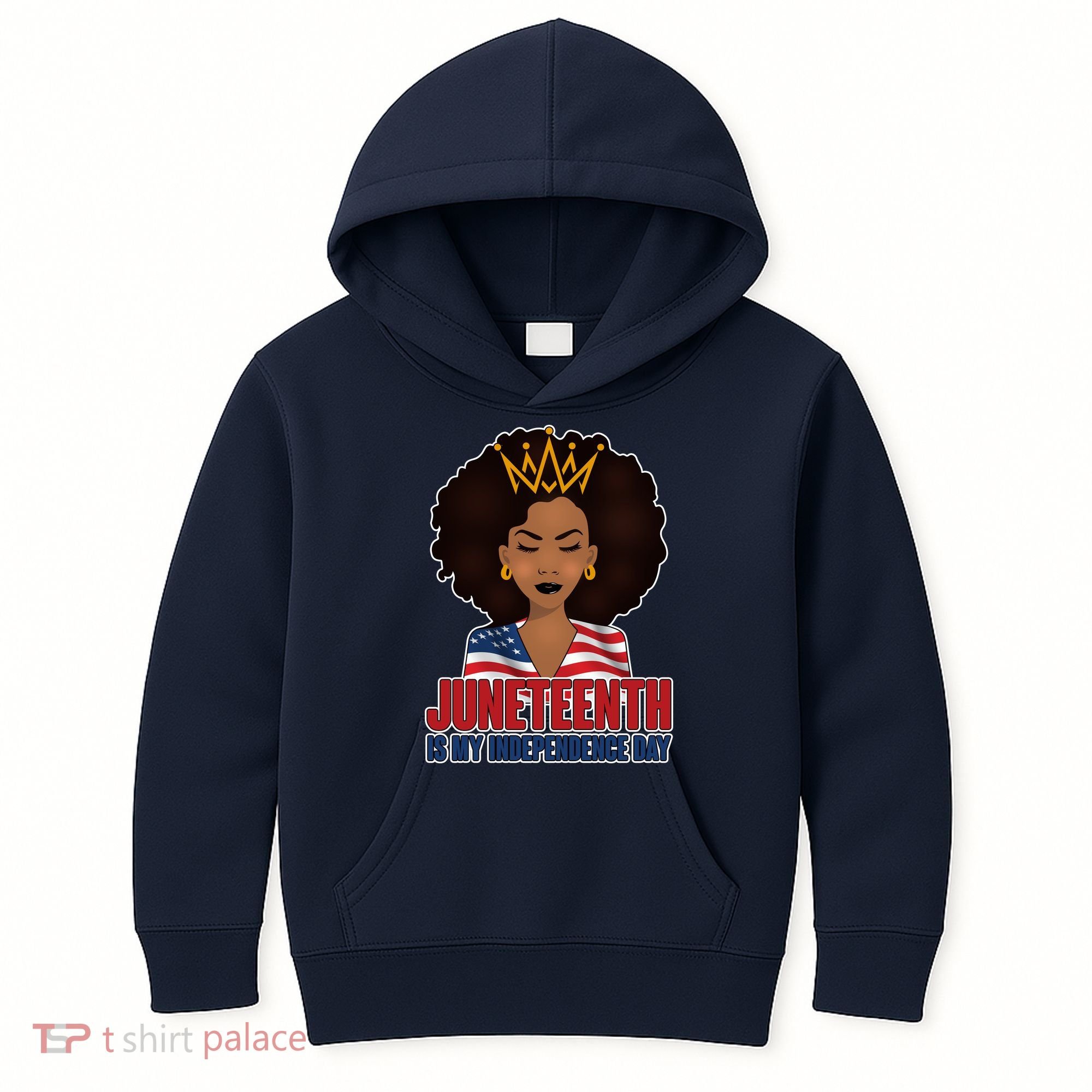Juneteenth Is My Independence Day African American USA Flag Kids Hoodie