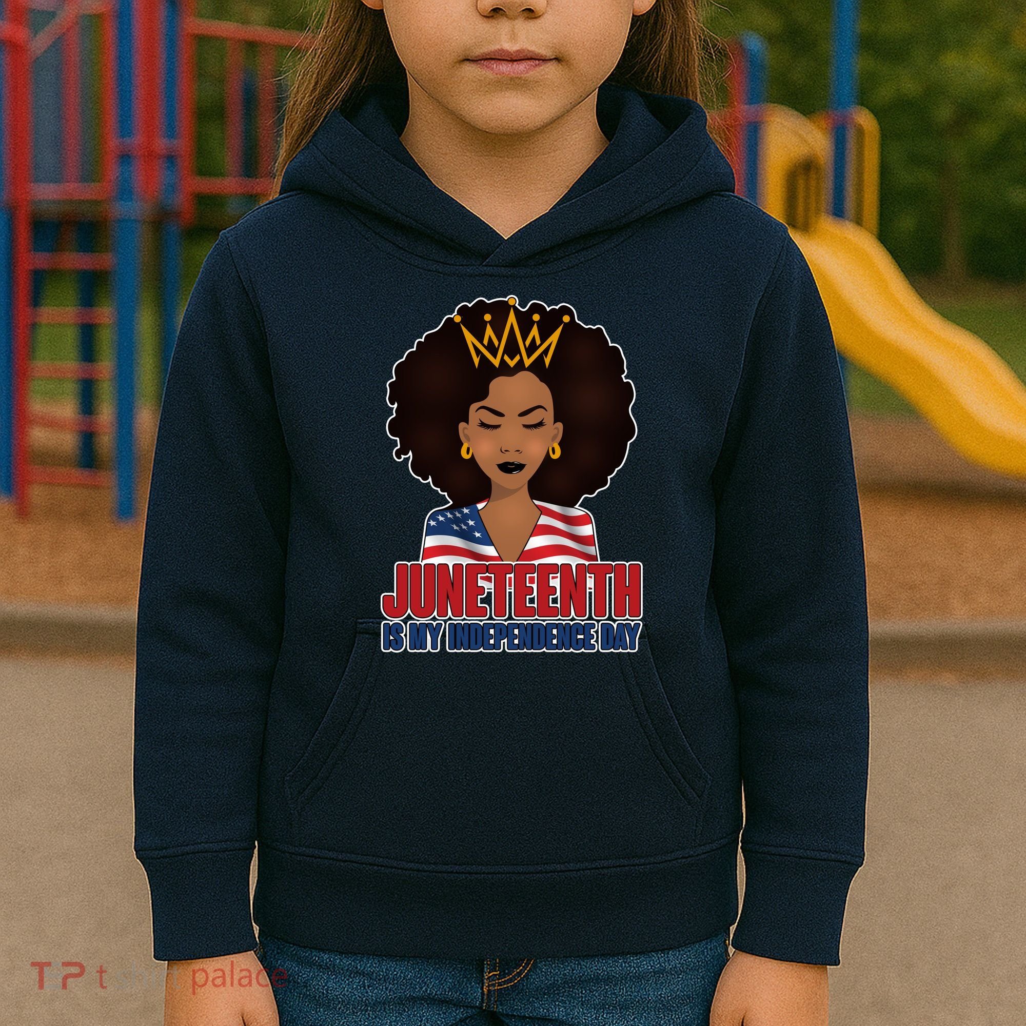 Juneteenth Is My Independence Day African American USA Flag Kids Hoodie