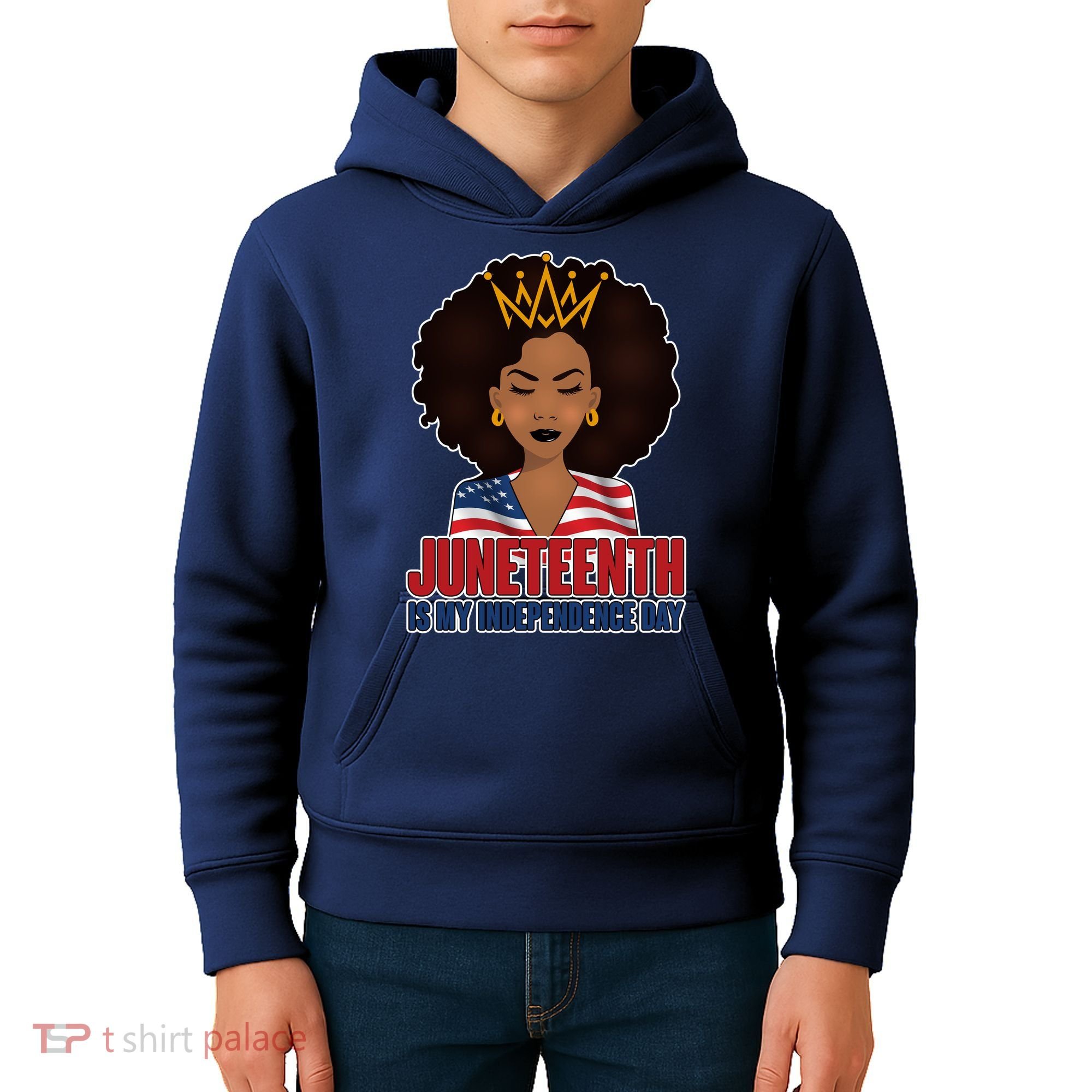 Juneteenth Is My Independence Day African American USA Flag Kids Hoodie