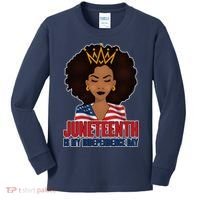 Juneteenth Is My Independence Day African American USA Flag Kids Long Sleeve Shirt thumb 0