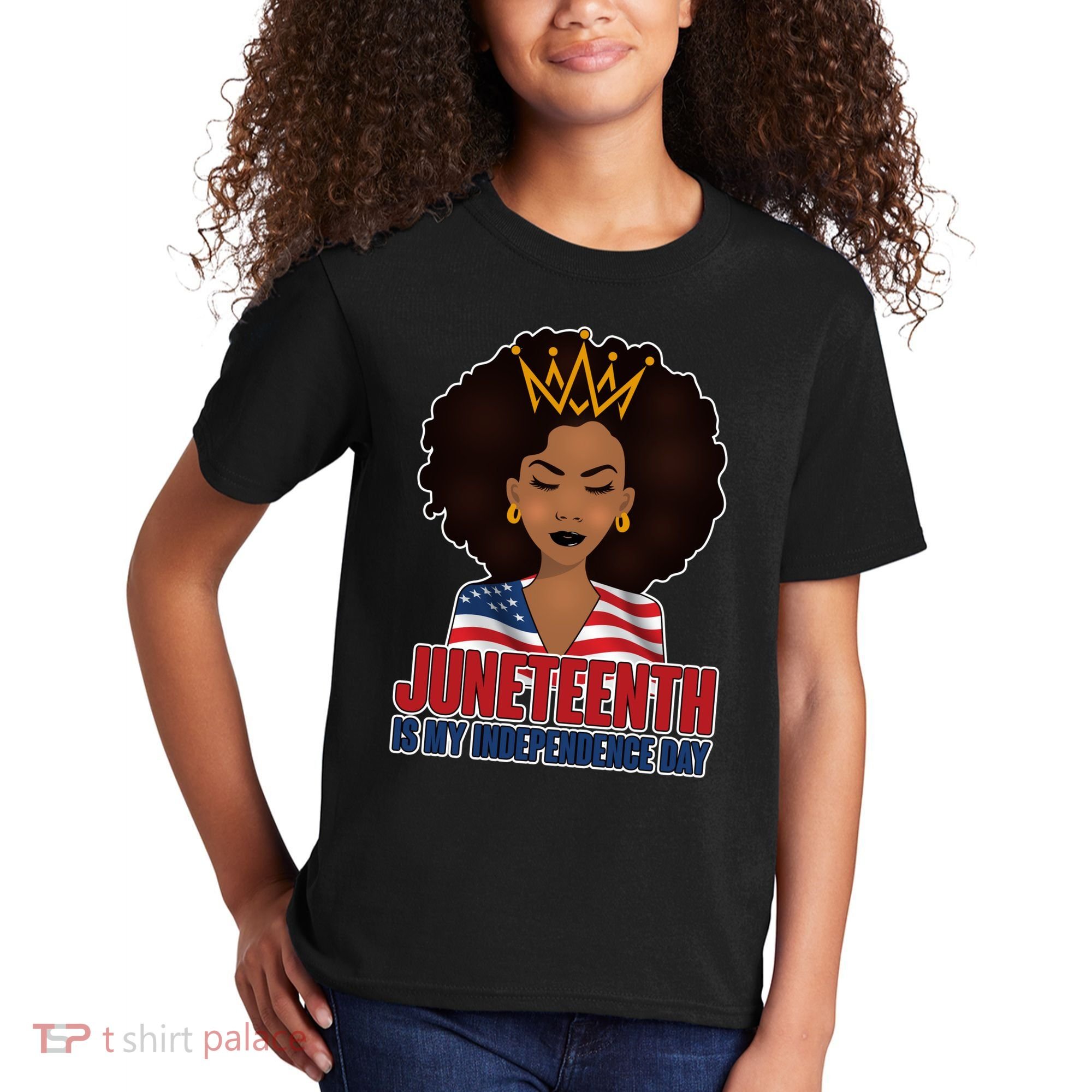 Juneteenth Is My Independence Day African American USA Flag Kids T-Shirt