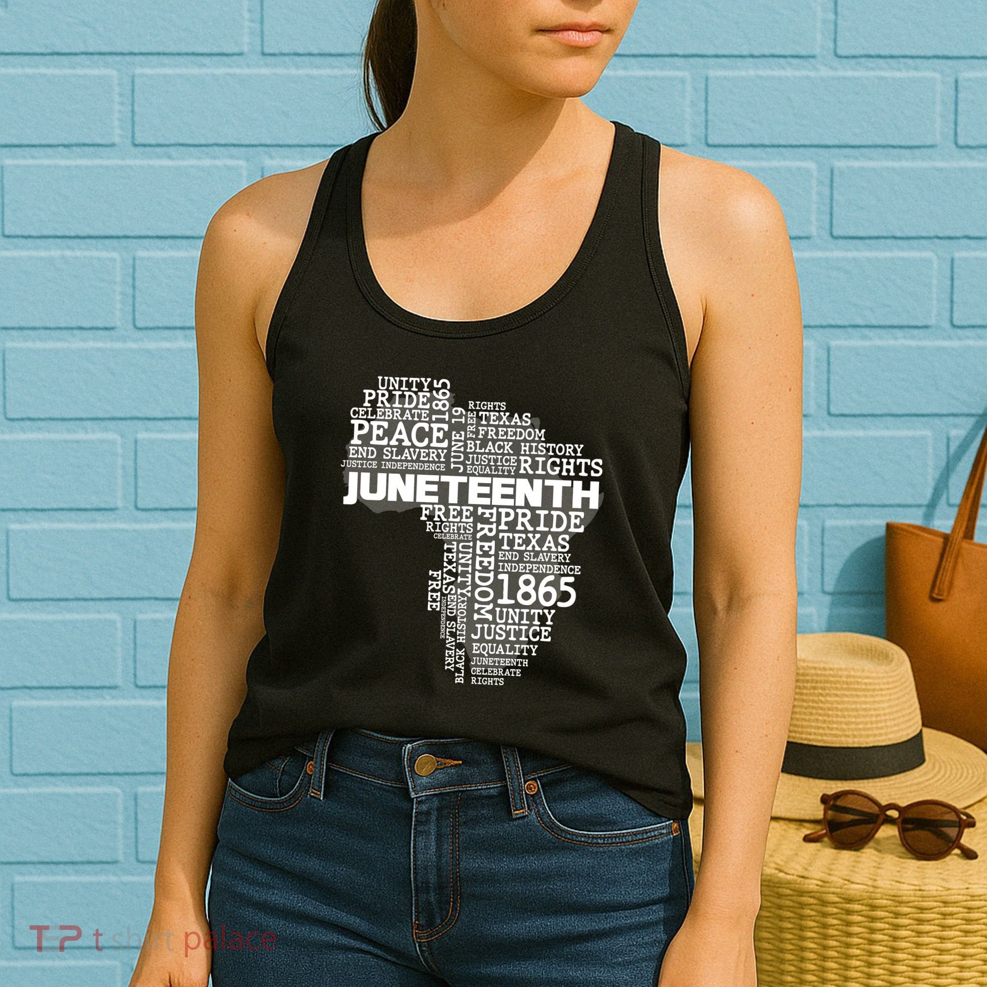 Juneteenth June 19 1865 Africa Word Cloud Art Women's Tank Top