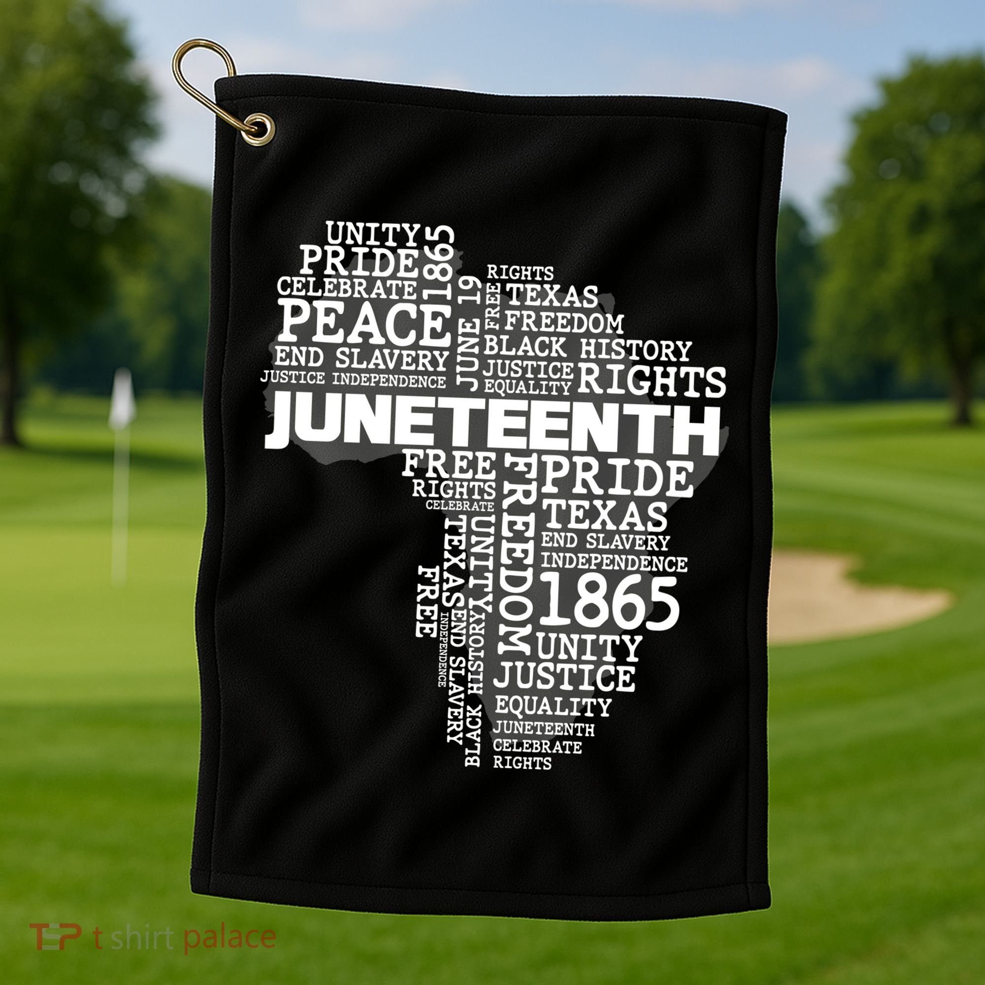 Juneteenth June 19 1865 Africa Word Cloud Art Golf Towel