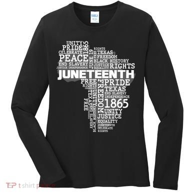 Juneteenth June 19 1865 Africa Word Cloud Art Women's Long Sleeve Shirt