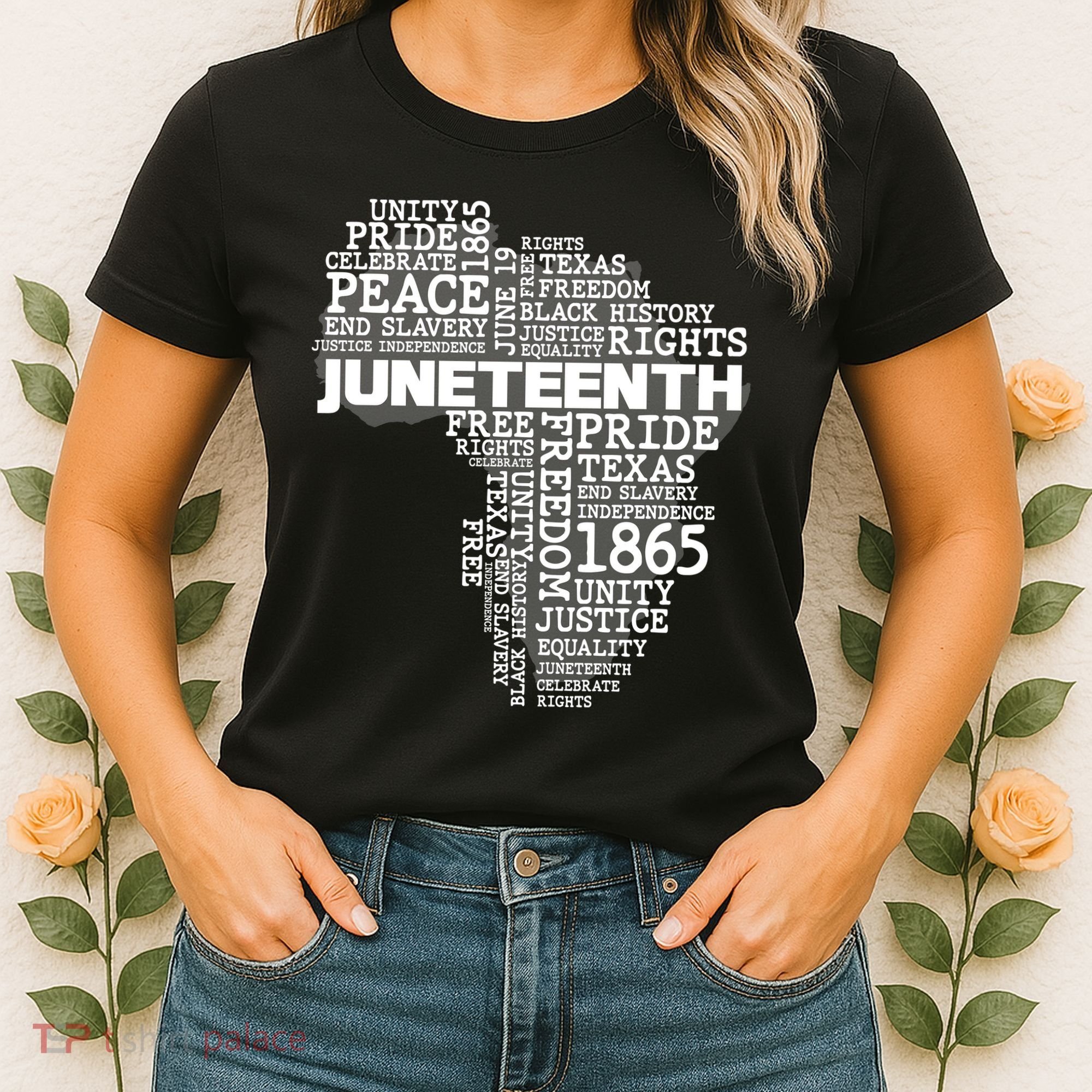 Juneteenth June 19 1865 Africa Word Cloud Art Women's T-Shirt