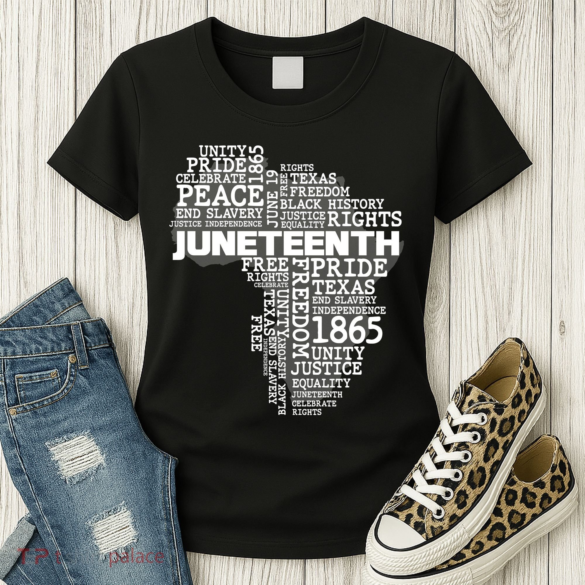 Juneteenth June 19 1865 Africa Word Cloud Art Women's T-Shirt