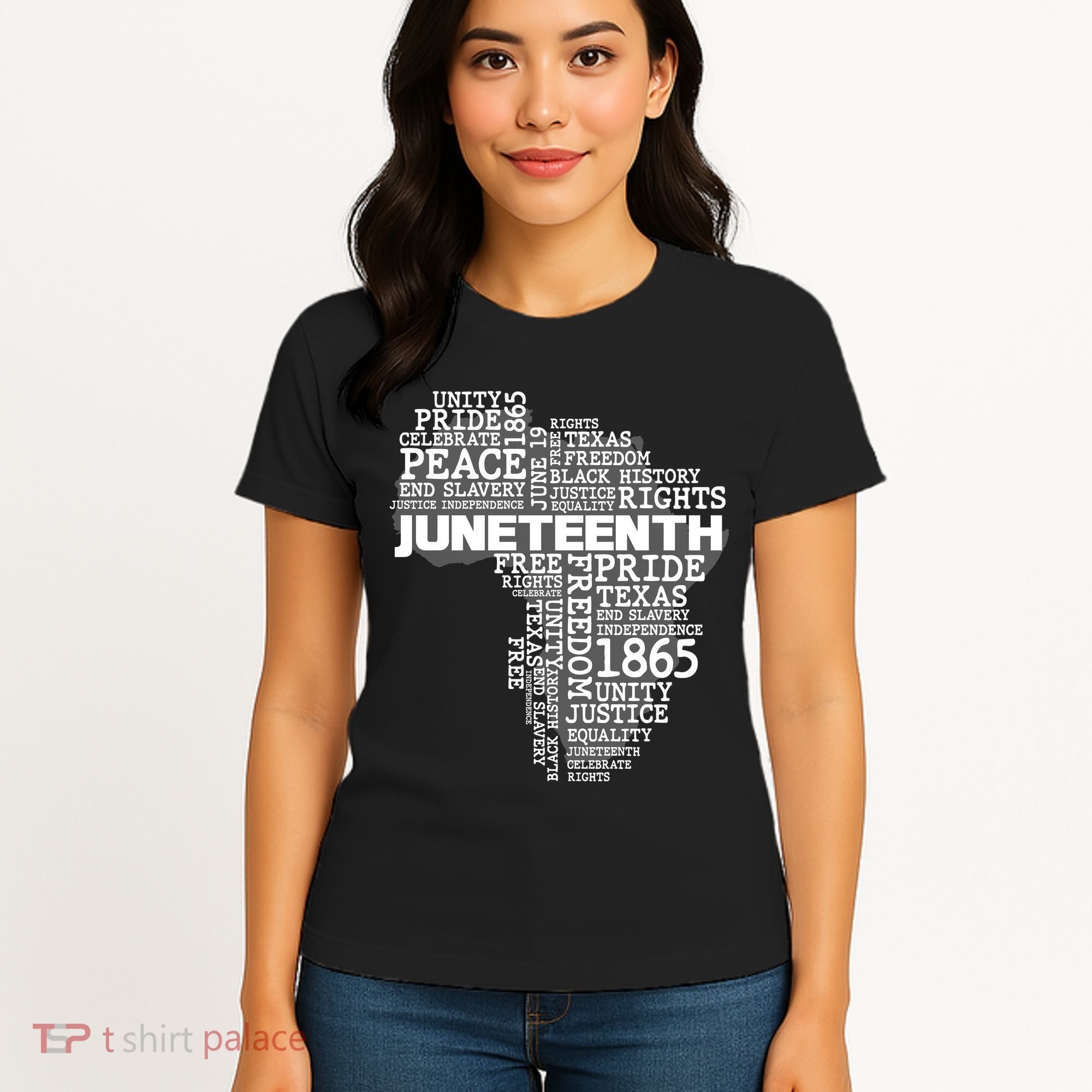 Juneteenth June 19 1865 Africa Word Cloud Art Women's T-Shirt
