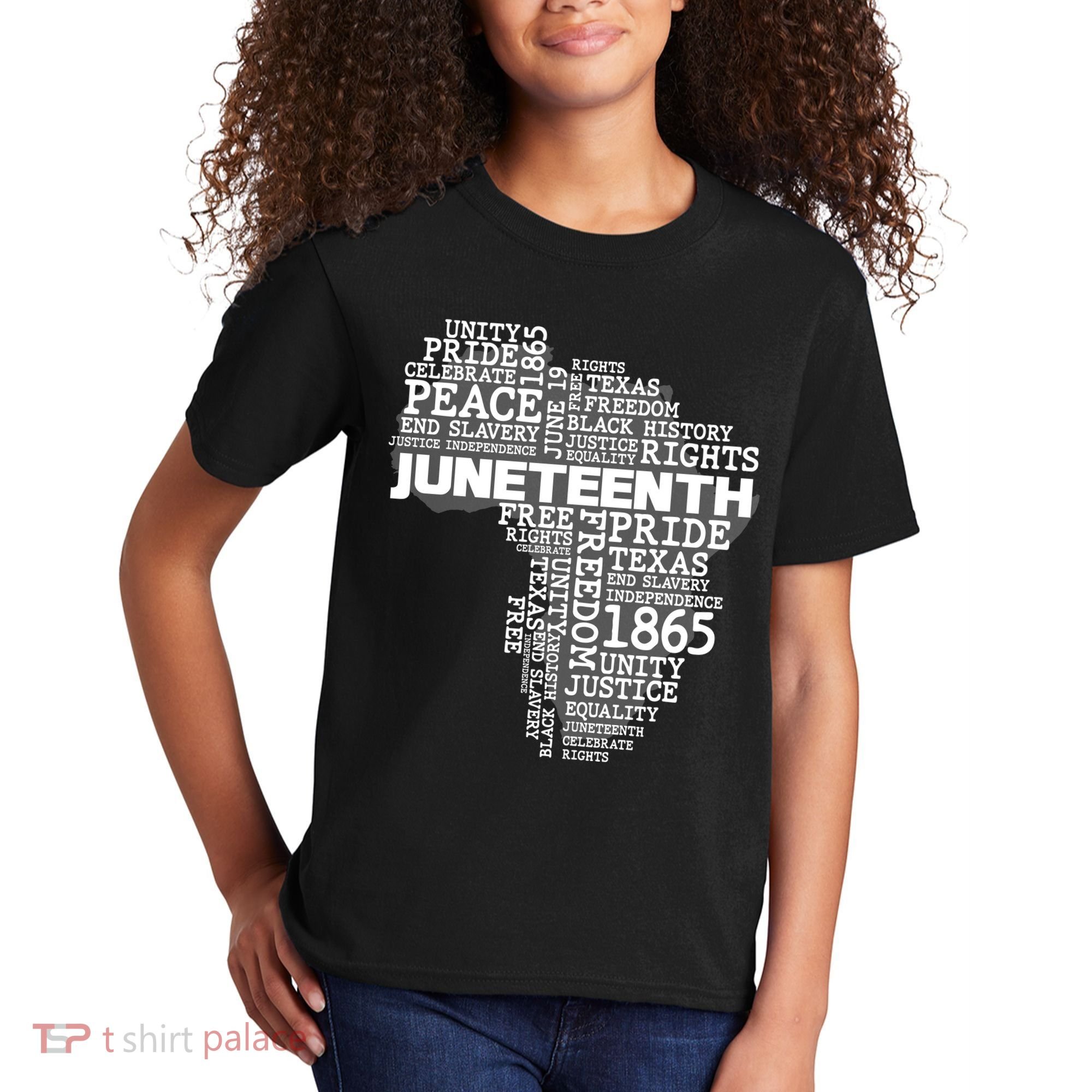 Juneteenth June 19 1865 Africa Word Cloud Art Kids T-Shirt