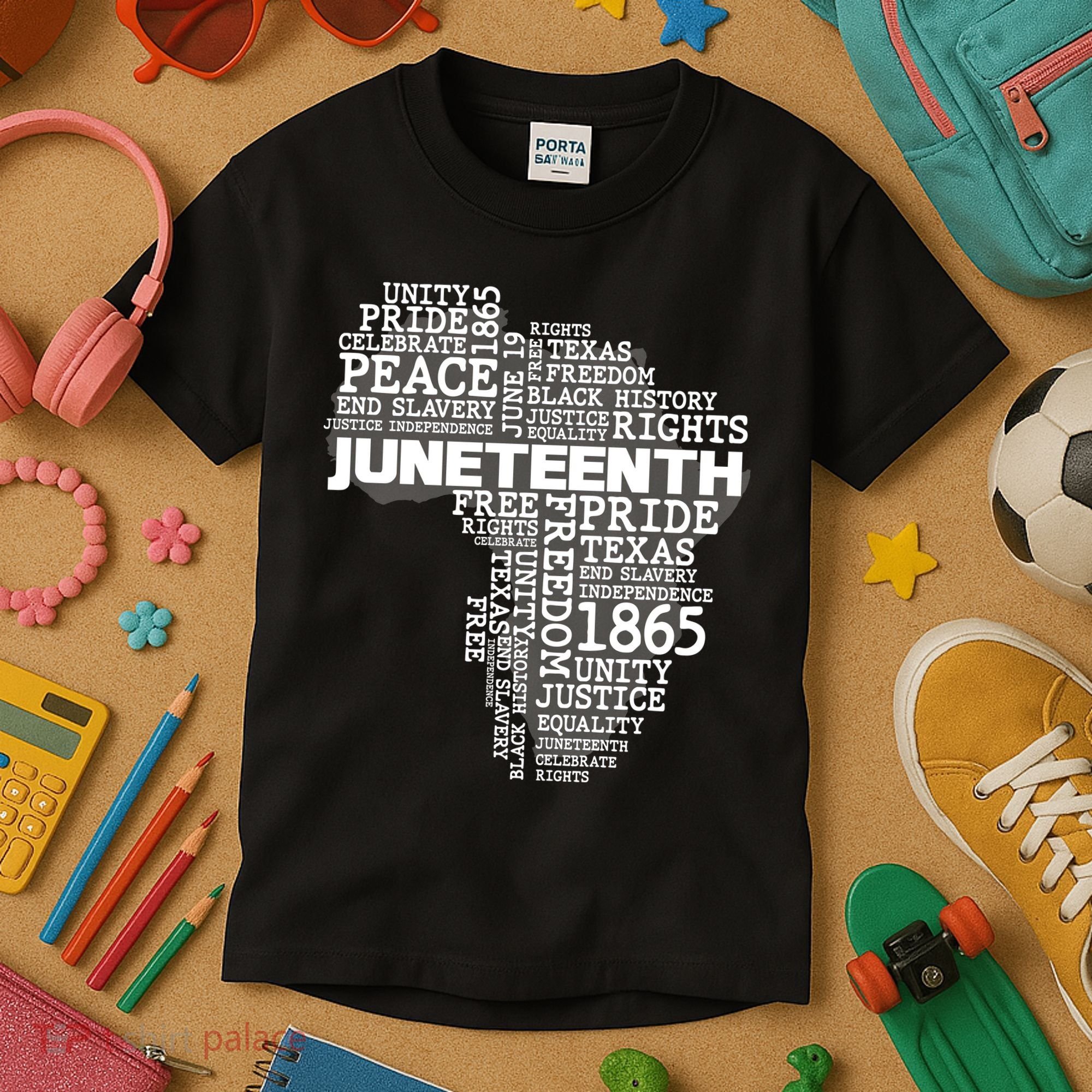 Juneteenth June 19 1865 Africa Word Cloud Art Kids T-Shirt