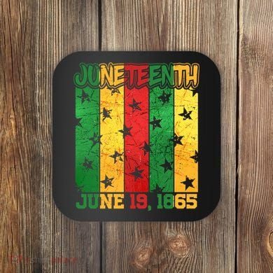 Juneteenth June 19 1865 Traditional Red Gold Green  Coaster
