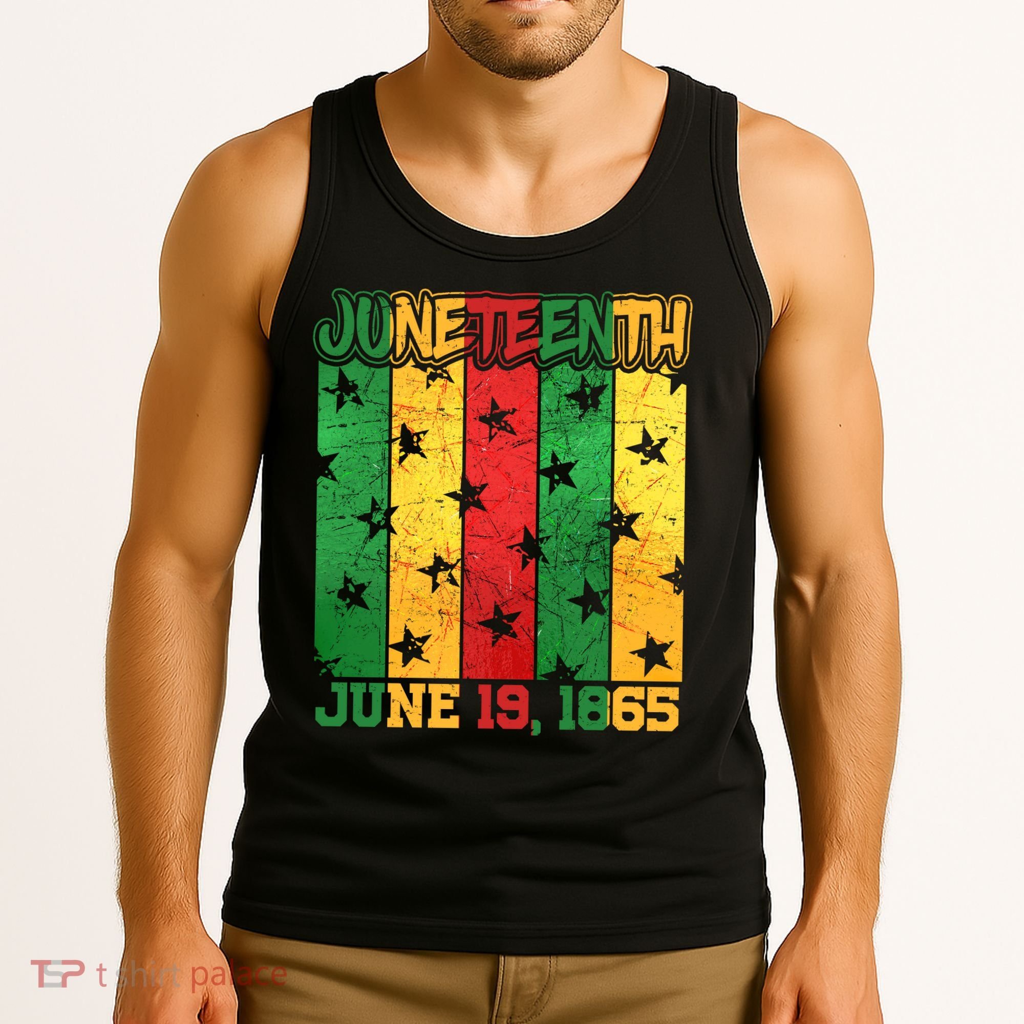 Juneteenth June 19 1865 Traditional Red Gold Green  Tank Top