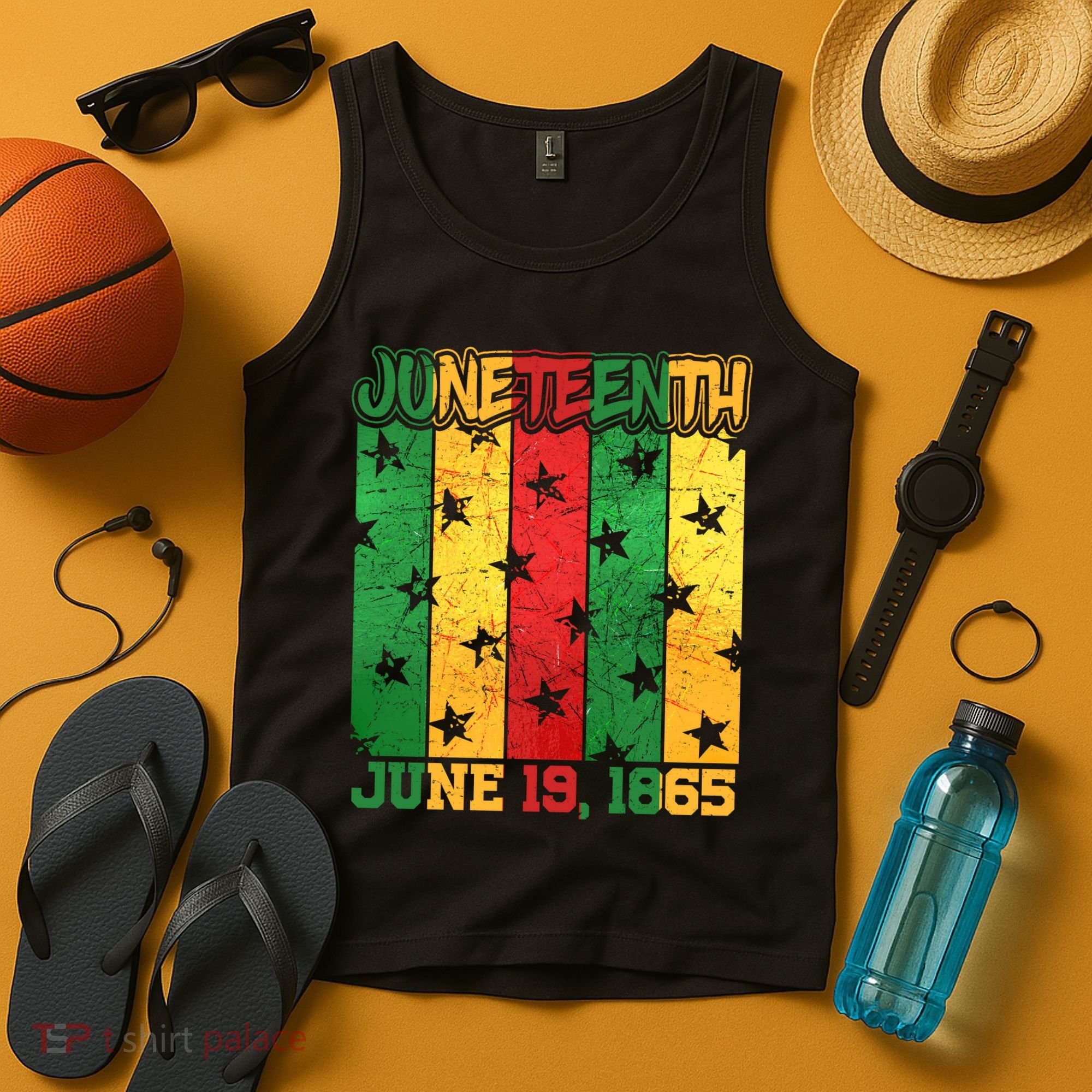 Juneteenth June 19 1865 Traditional Red Gold Green  Tank Top