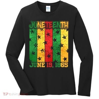 Juneteenth June 19 1865 Traditional Red Gold Green  Women's Long Sleeve Shirt
