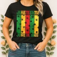 Juneteenth June 19 1865 Traditional Red Gold Green  Women's T-Shirt thumb 2
