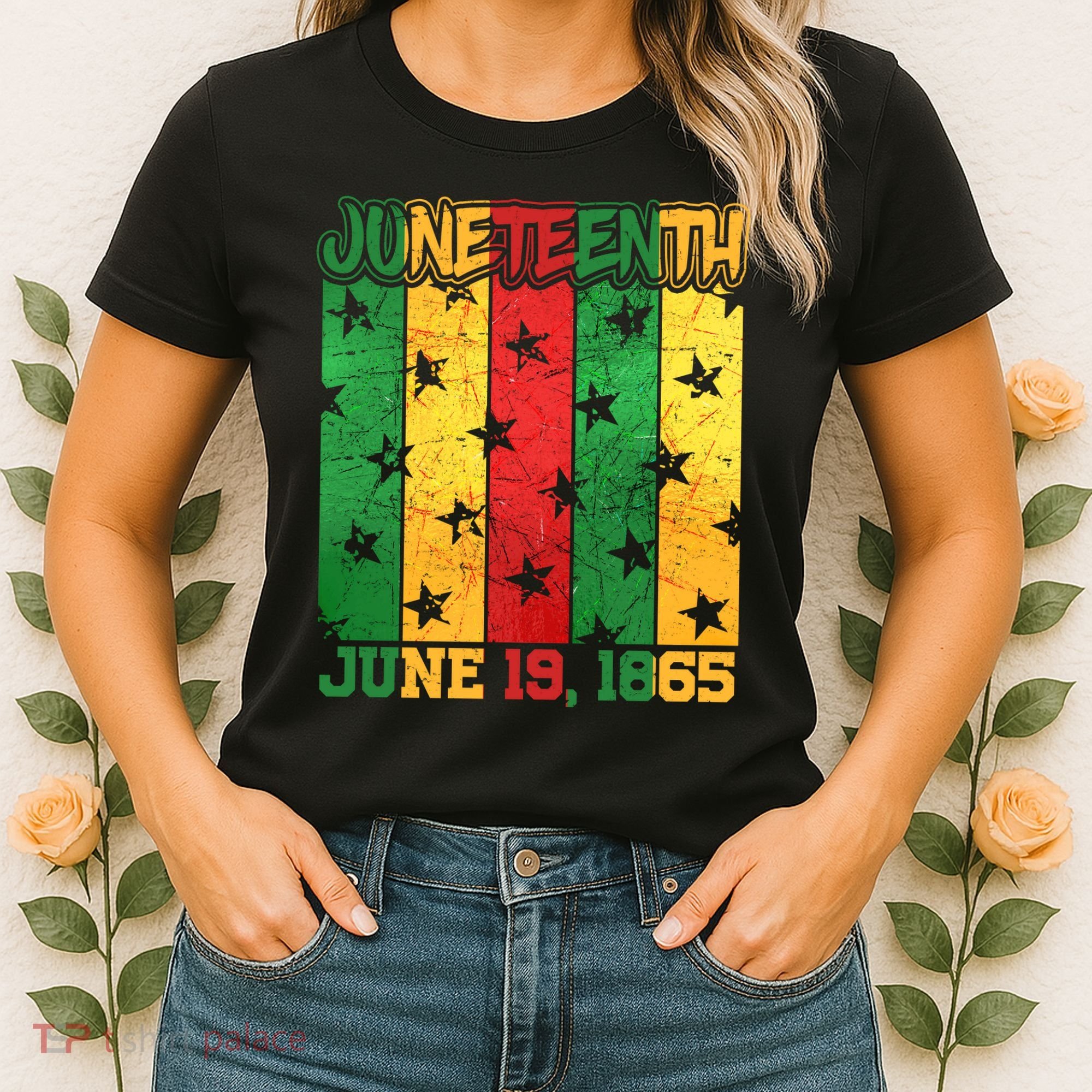 Juneteenth June 19 1865 Traditional Red Gold Green  Women's T-Shirt