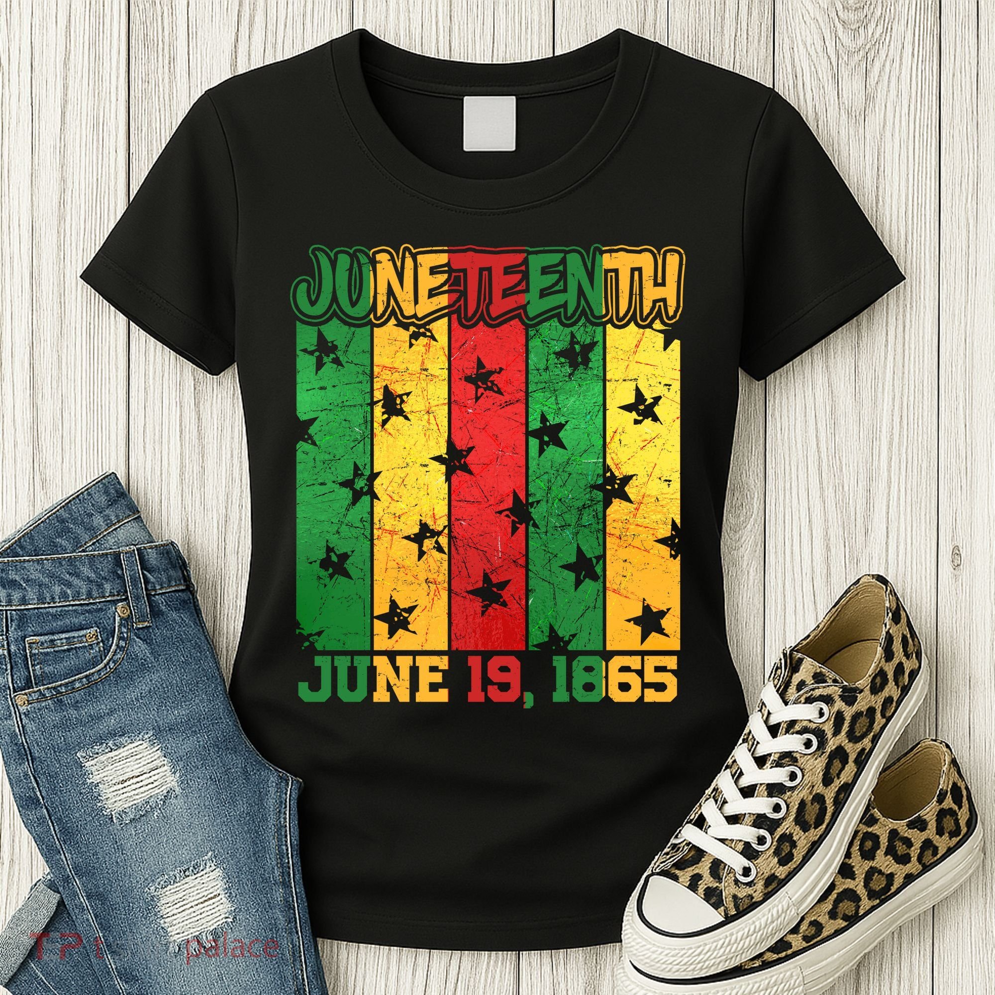 Juneteenth June 19 1865 Traditional Red Gold Green  Women's T-Shirt