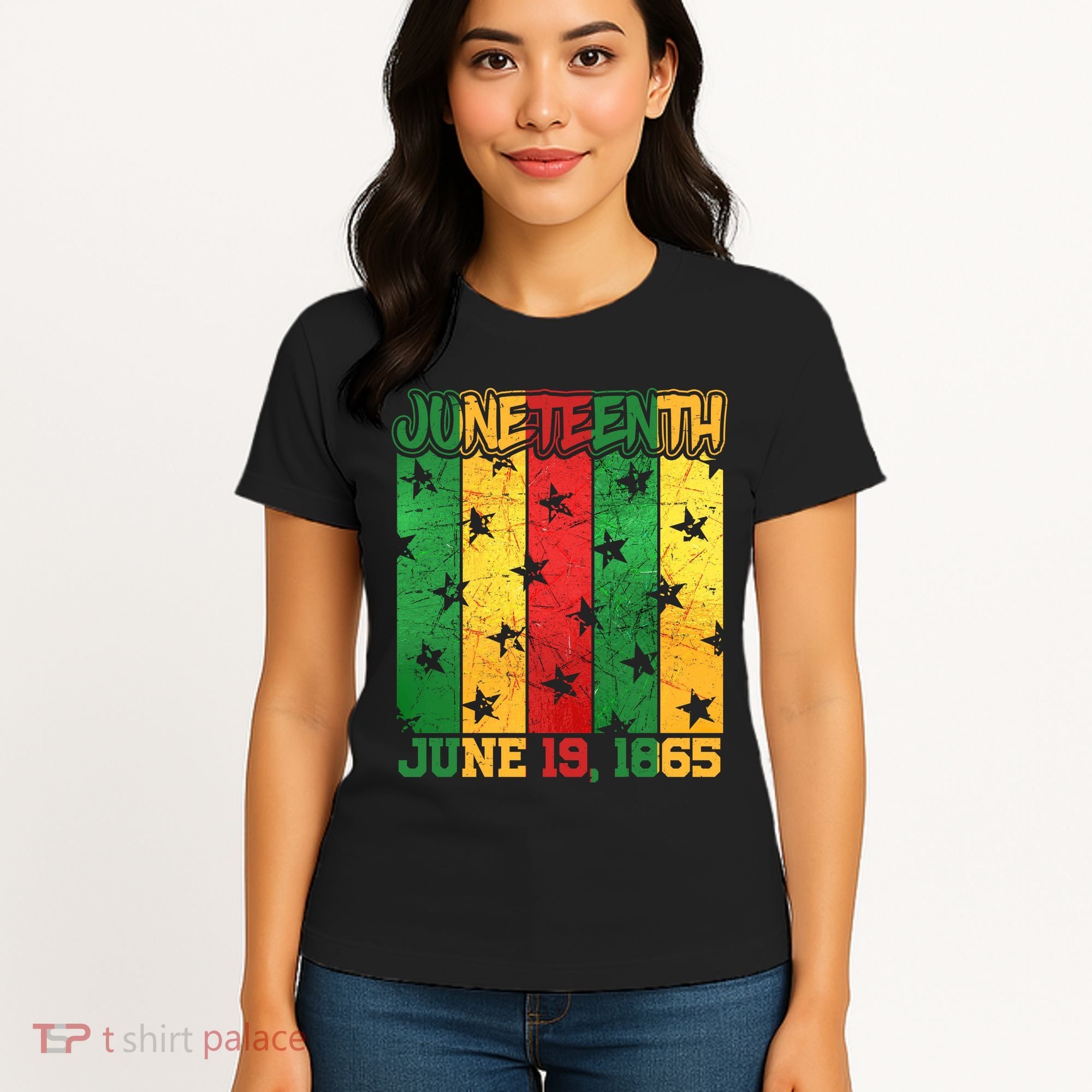 Juneteenth June 19 1865 Traditional Red Gold Green  Women's T-Shirt