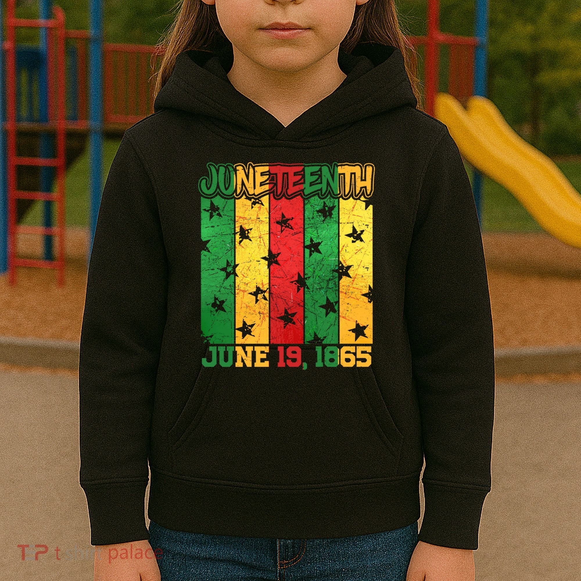Juneteenth June 19 1865 Traditional Red Gold Green  Kids Hoodie