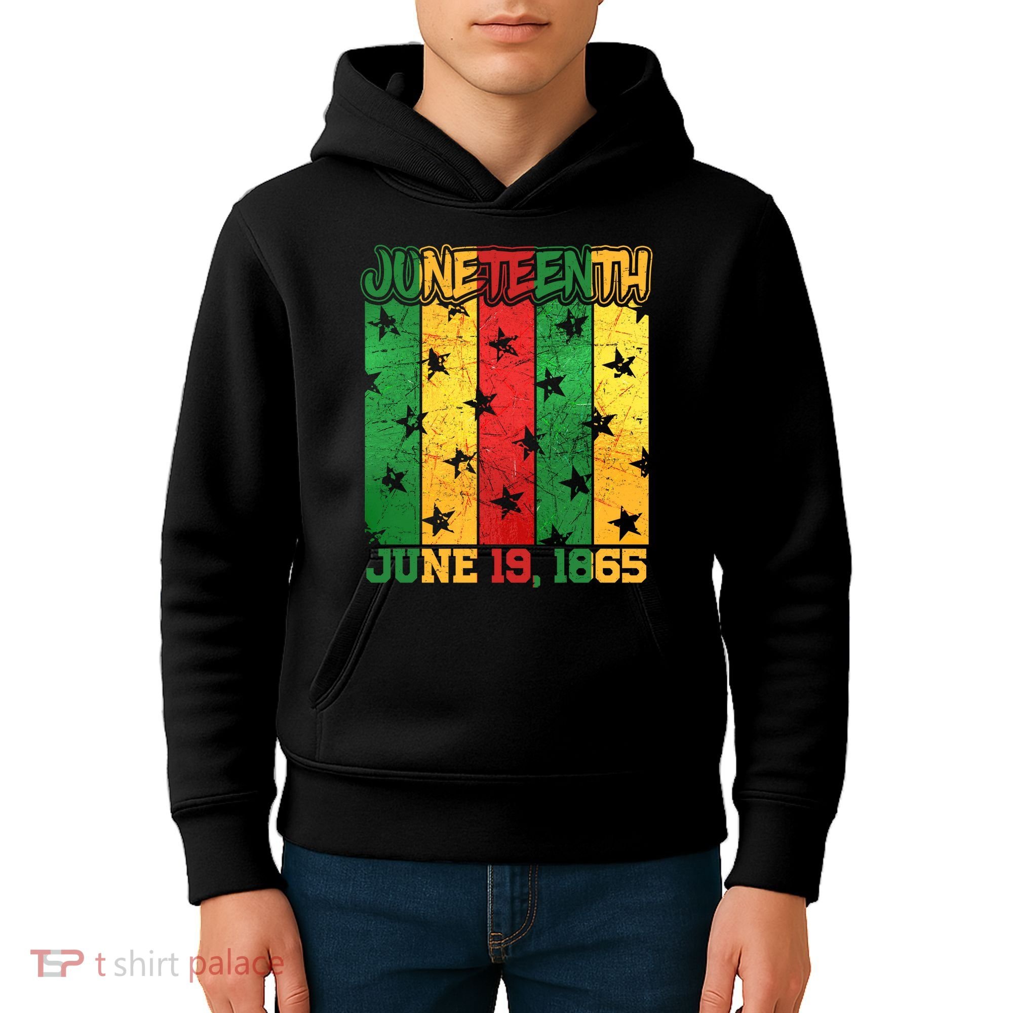 Juneteenth June 19 1865 Traditional Red Gold Green  Kids Hoodie