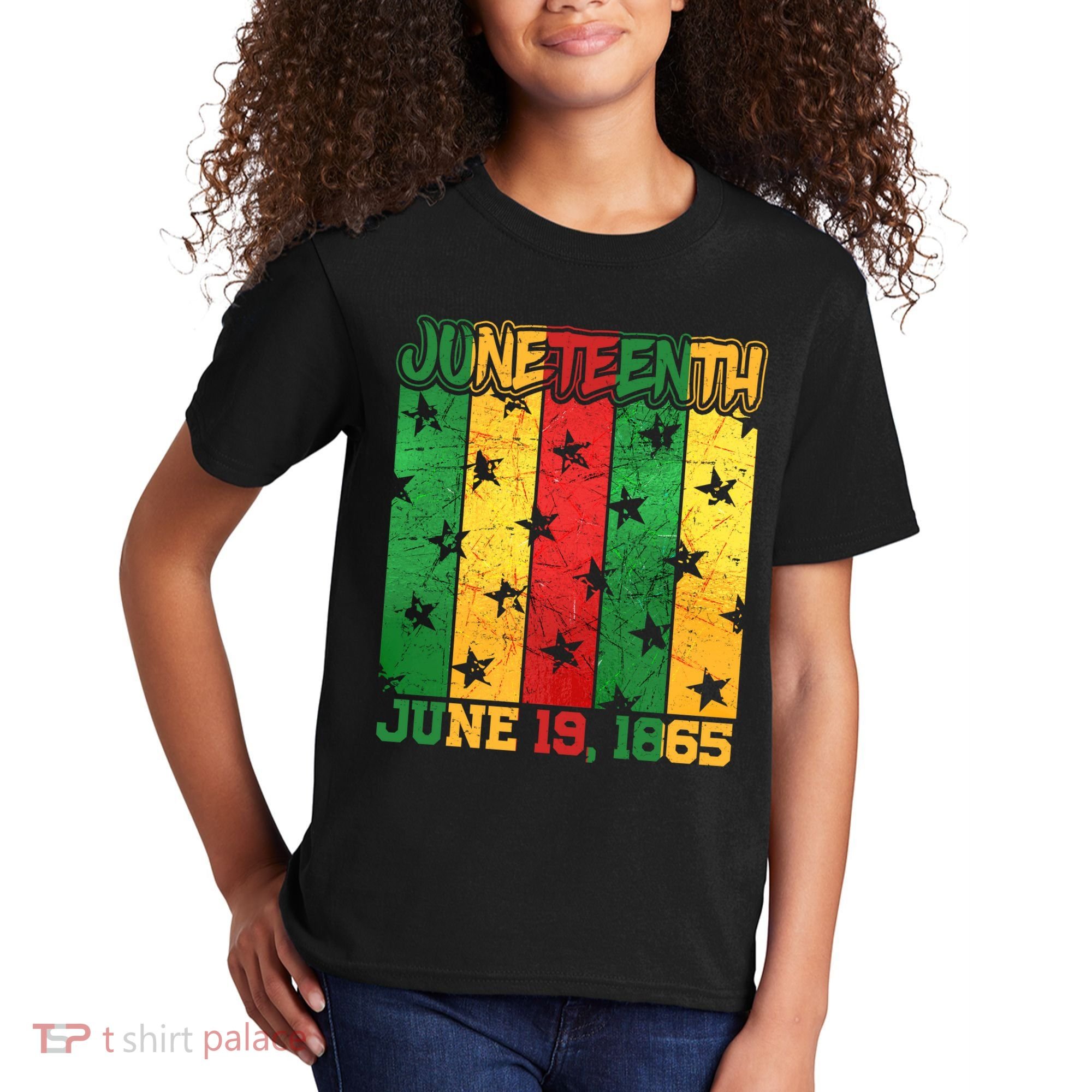 Juneteenth June 19 1865 Traditional Red Gold Green  Kids T-Shirt