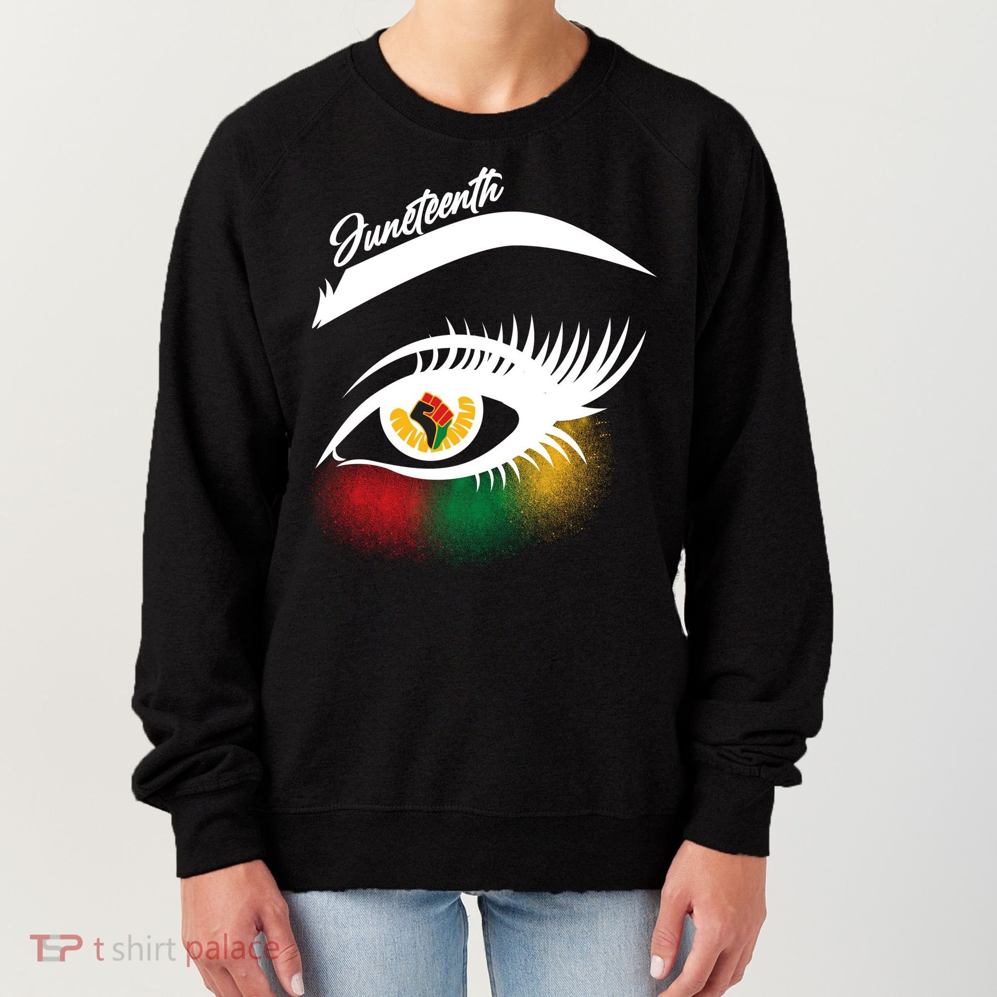 Juneteenth Red Gold Green Eyelashes  Women's Sweatshirt