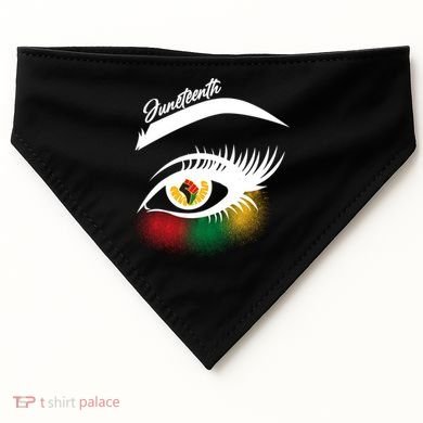 Juneteenth Red Gold Green Eyelashes  USA-Made Doggie Bandana