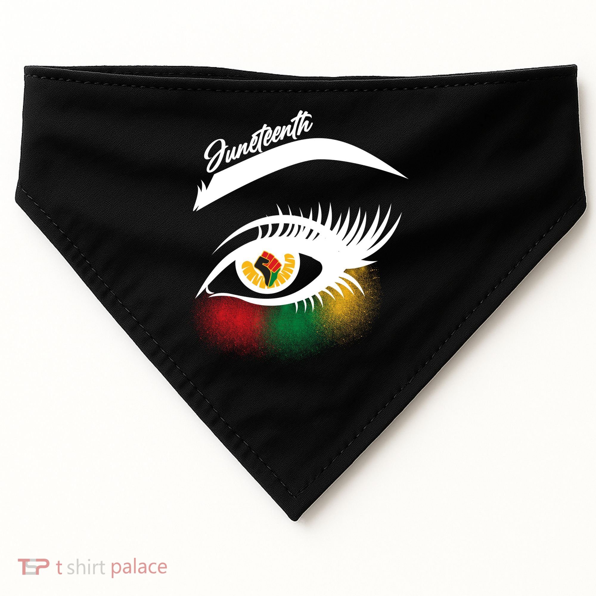 Juneteenth Red Gold Green Eyelashes  USA-Made Doggie Bandana