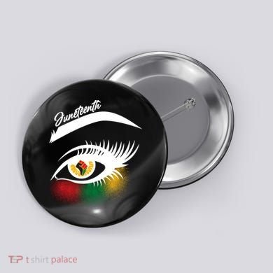 Juneteenth Red Gold Green Eyelashes  Button