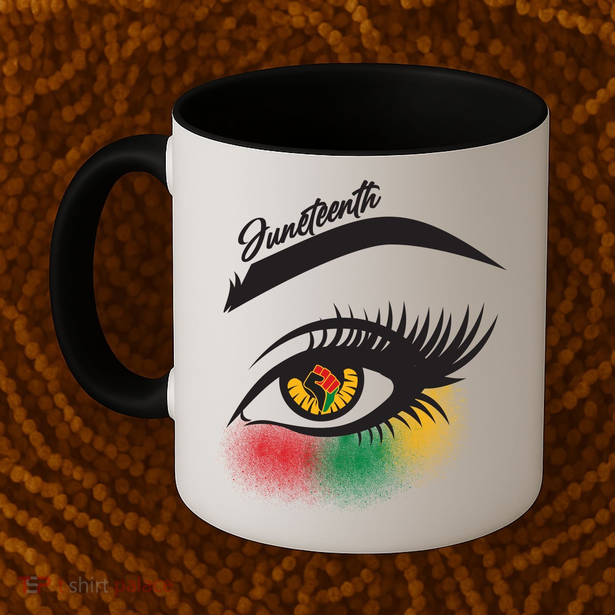 Juneteenth Red Gold Green Eyelashes  Coffee Mug