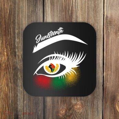 Juneteenth Red Gold Green Eyelashes  Coaster