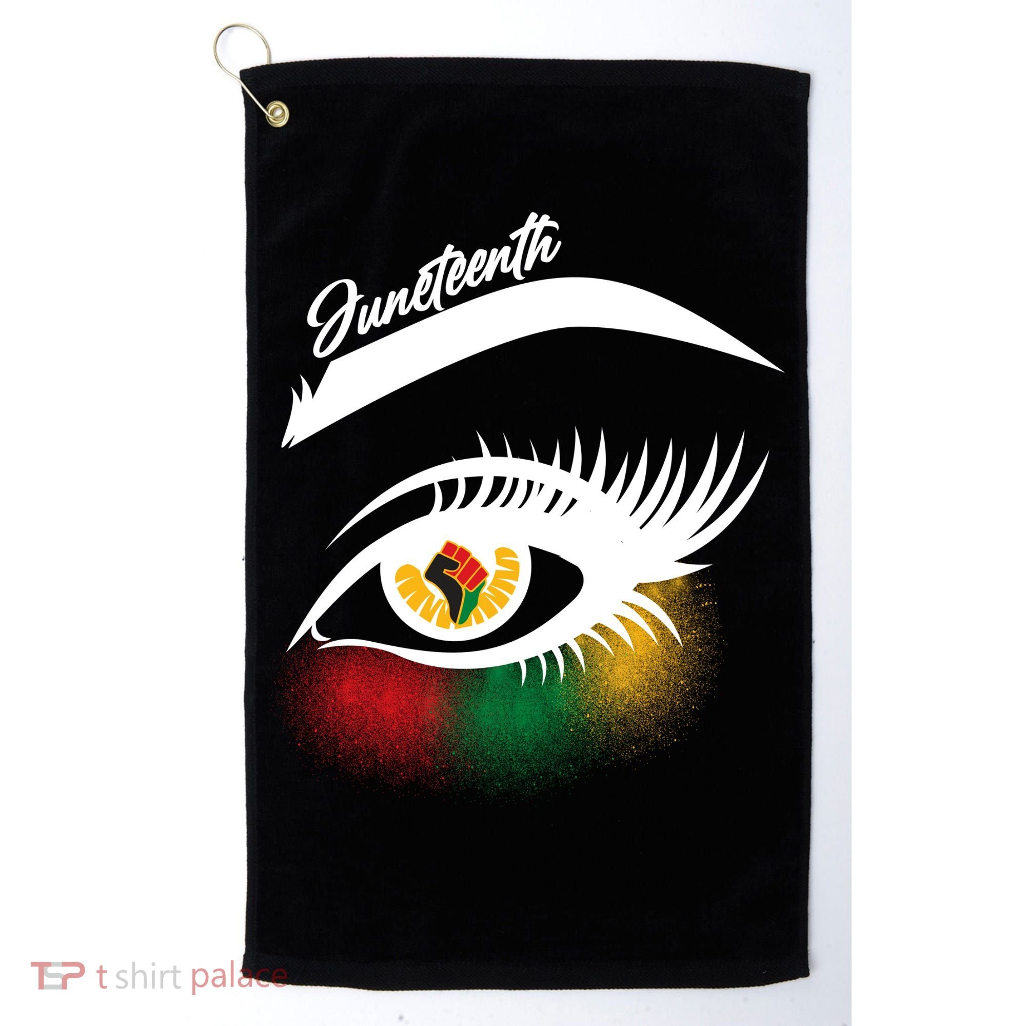Juneteenth Red Gold Green Eyelashes  Golf Towel