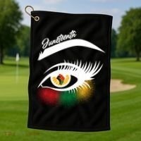 Juneteenth Red Gold Green Eyelashes  Golf Towel thumb 1