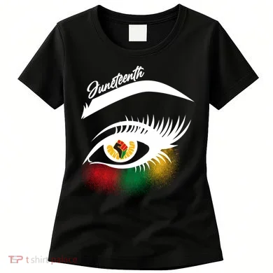 Juneteenth Red Gold Green Eyelashes  Women's T-Shirt