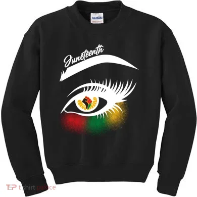 Juneteenth Red Gold Green Eyelashes  Kids Sweatshirt